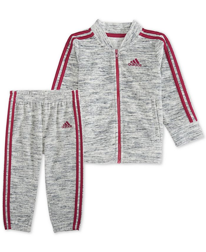 adidas Baby Girls 2-Pc. Velour Track Jacket Pants Set - Macy's