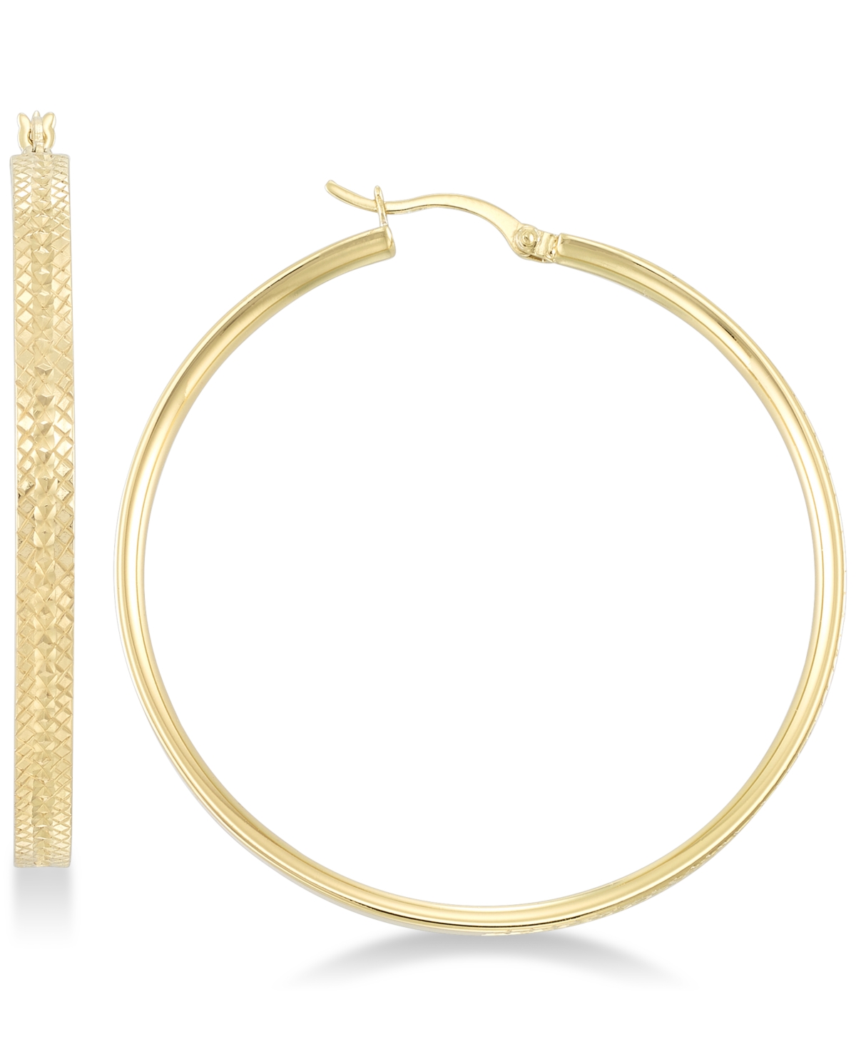 Textured Hoop Earrings in 18k Gold over Sterling Silver - k Gold Over Silver