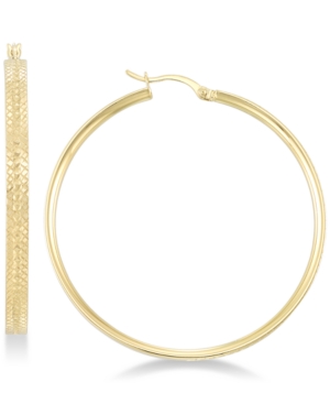image of Simone I. Smith Textured Hoop Earrings in 18k Gold over Sterling Silver