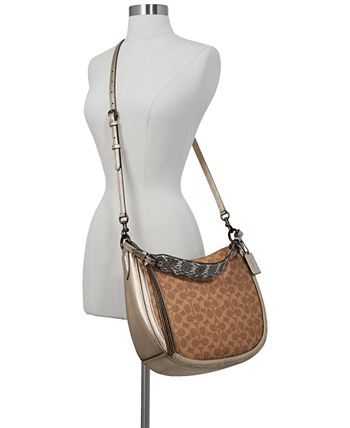 COACH Signature Metallic and Exotics Sutton Hobo Shoulder Bag Macy s