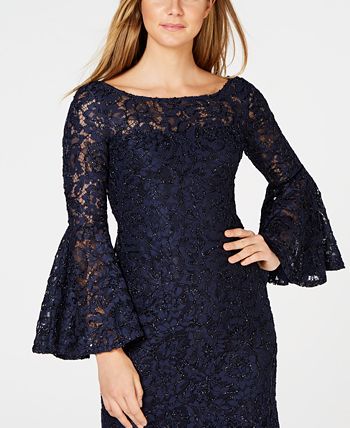 Calvin klein bell on sale sleeve lace gown
