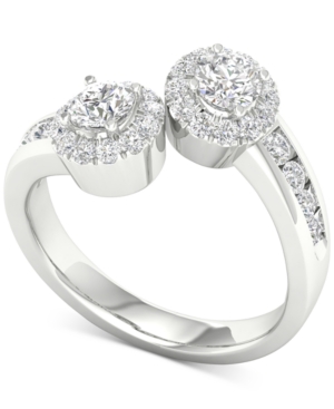 image of Diamond Two-Stone Halo Engagement Ring (1 ct. t.w.) in 14k White Gold