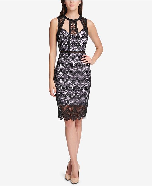GUESS Cutout GeoFloral Lace Dress, Created for Macy's & Reviews Dresses Women Macy's