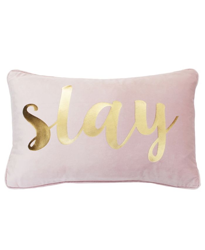 THRO Suzy Slay Script Velvet Pillow, 12" x 20" Macy's