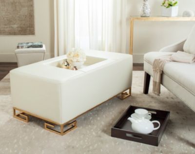 Julian Faux Ostrich Tray Ottoman/Coffee Table