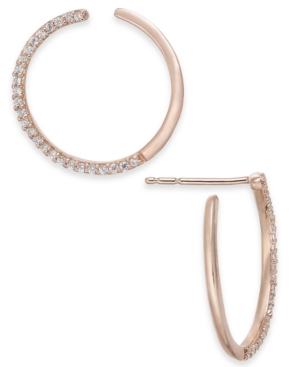 image of Diamond Open Side Hoop Earrings (1/3 ct. t.w.) in 14k Rose Gold & White Gold