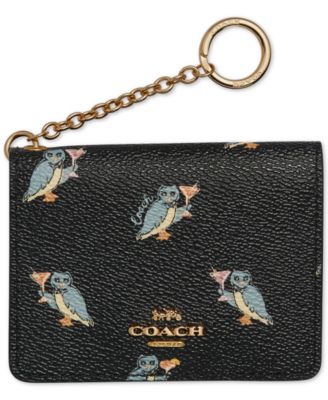 COACH - Owl-Print Key Ring Card Case