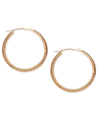 Macy's - 14k Rose Gold Earrings, Diamond Cut Hoop Earrings