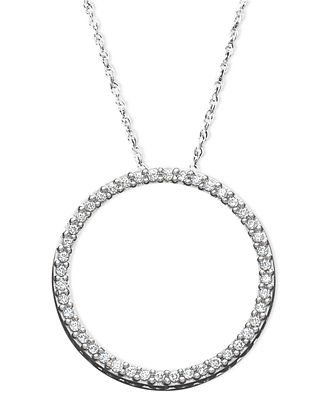 Diamond Eternity Circle Pendant Necklace in Sterling Silver (1/4 ct. t ...