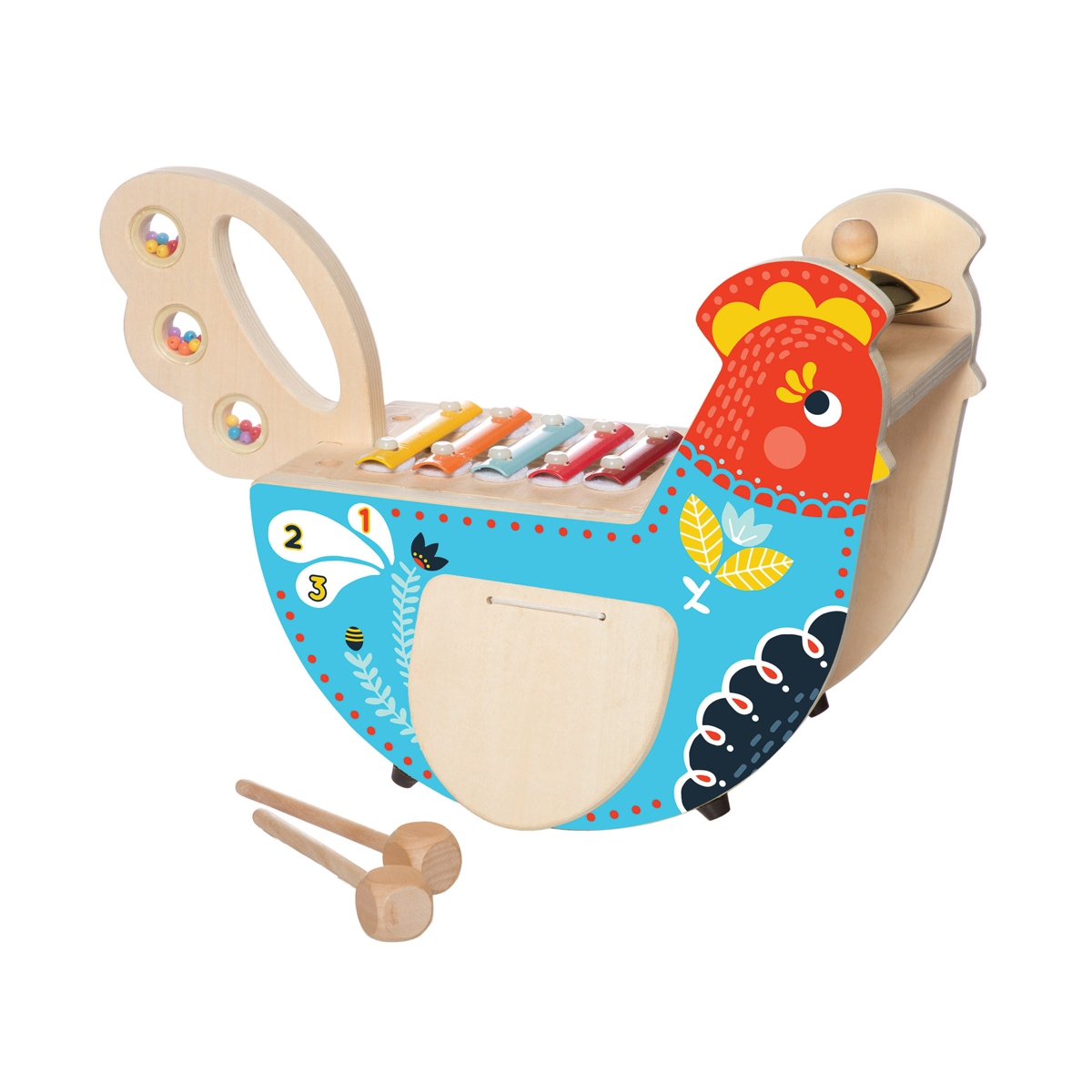 Shop Manhattan Toy Company Manhattan Toy Musical Chicken Wooden Instrument With Xylophone, Drumsticks, Cymbal, And Maraca In Multi