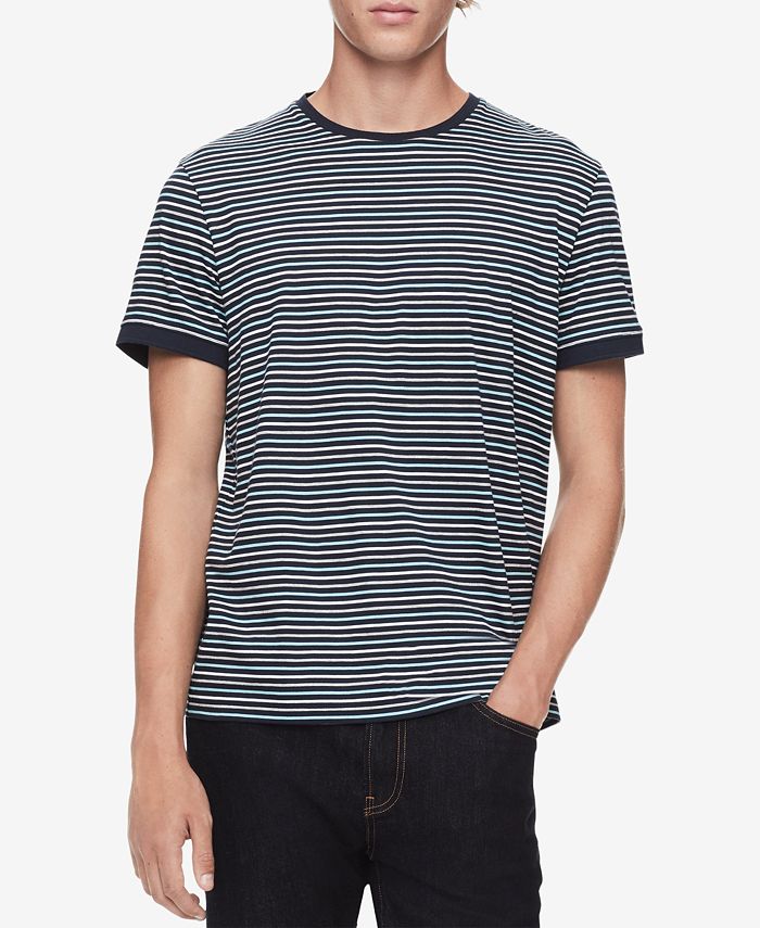 Calvin Klein Men's Striped Collegiate T-Shirt - Macy's