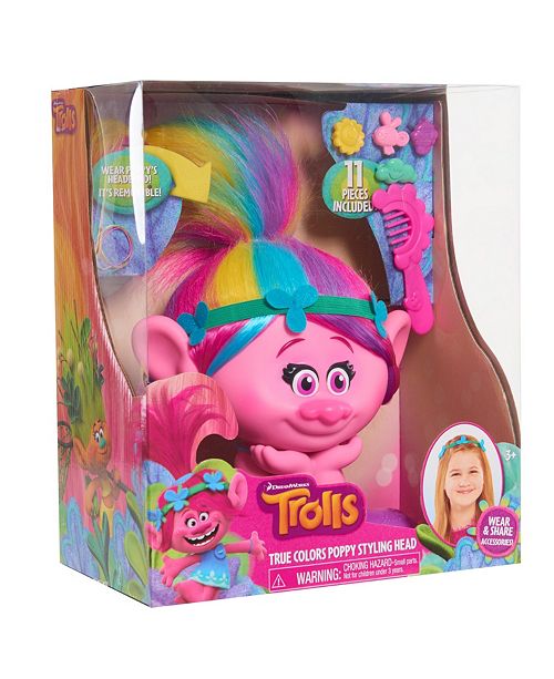 Just Play Trolls Poppy Style Station Styling Head Rainbow Hair 