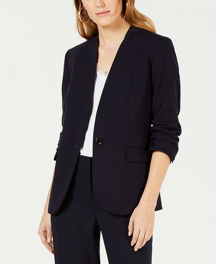 Bar III Stand Collar One-Button Jacket, Created for Macy's - Macy's