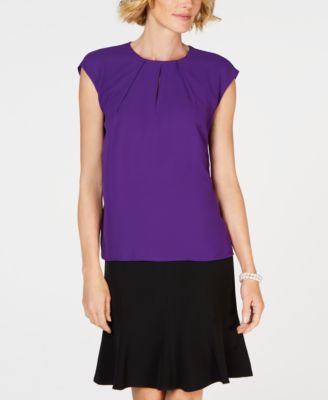 Kasper - Petite Crepe Keyhole Top