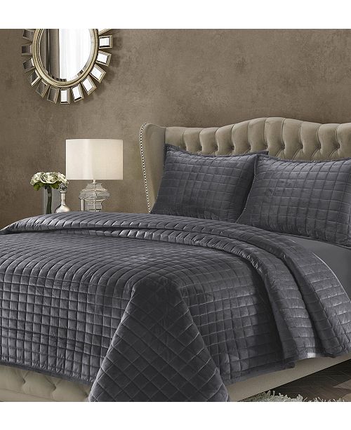 Tribeca Living Florence Velvet Solid Oversized Twin Quilt Set & Reviews Quilts & Bedspreads