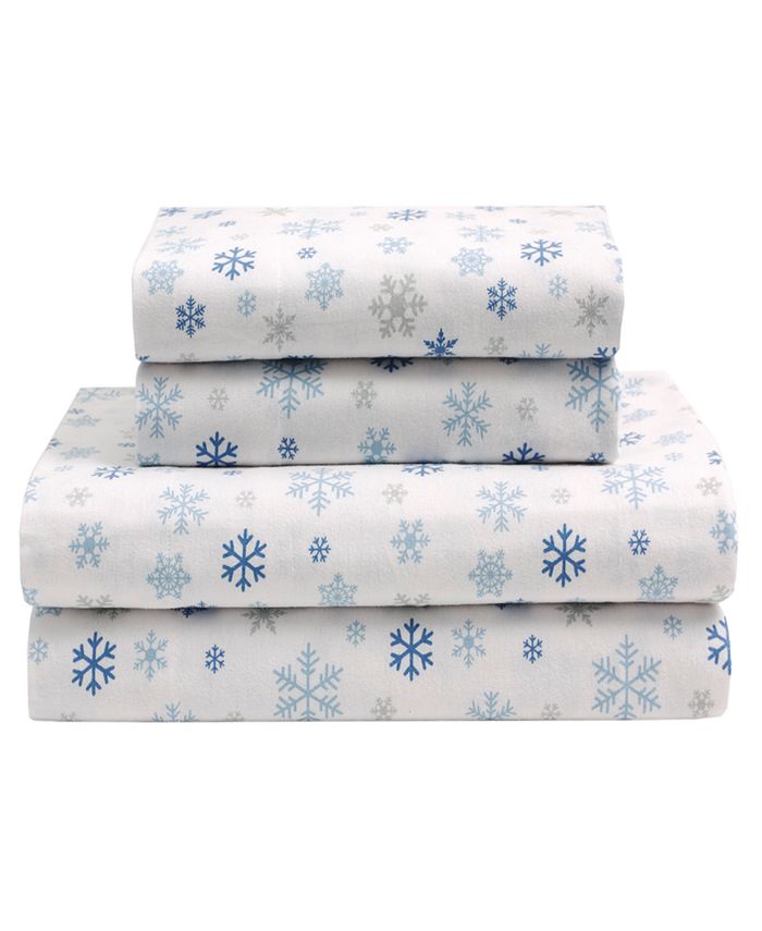 Elite Home Winter Nights Cotton Flannel Twin Sheet Set - Macy's