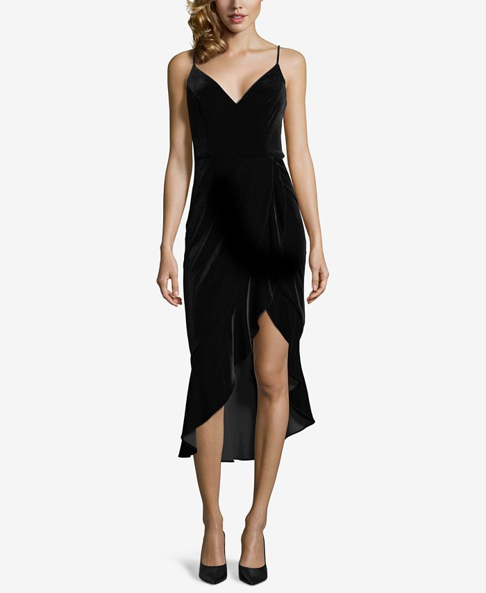 XSCAPE Velvet Asymmetrical-Hemline Sheath Dress - Macy's