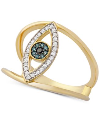 14k gold evil eye ring