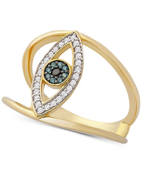 Wrapped Diamond Evil Eye Ring 1 6 Ct T W In 14k Gold Created For Macy S Reviews Rings Jewelry Watches Macy S