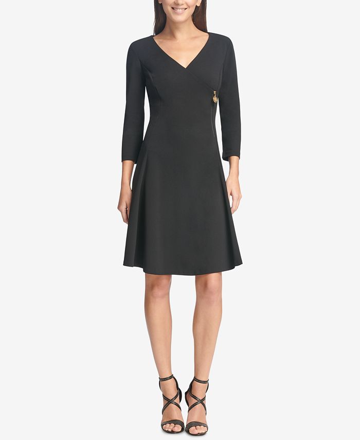 DKNY Zip-Detail Fit & Flare Dress, Created for Macy's - Macy's