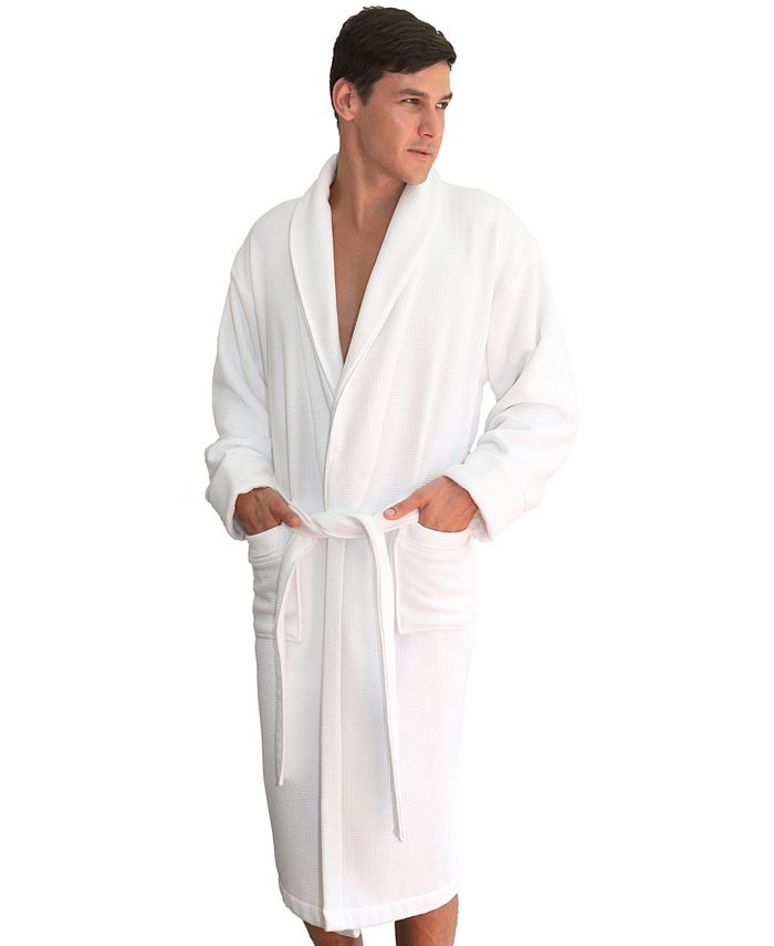 Linum Home Waffle Terry Bath Robe with Satin Piped Trim - Macy's