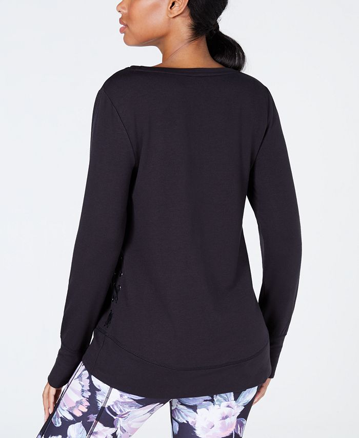 Ideology Lace-Up Side Top, Created for Macy's - Macy's