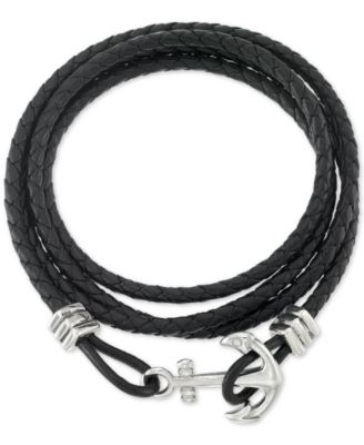 LEGACY for MEN by Simone I. Smith - Anchor Clasp Braided Leather Wrap Bracelet