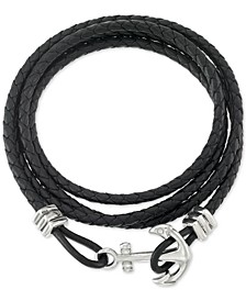 Anchor Clasp Braided Leather Wrap Bracelet