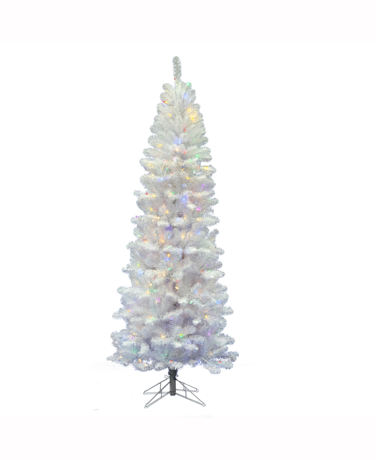 Vickerman 4.5 White Salem Pencil Pine Artificial Christmas Tree With 150 Multi-Colored Led Lights