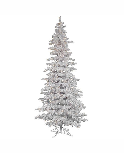 Vickerman 9 Ft Flocked White Slim Artificial Christmas Tree With
