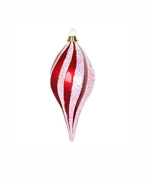 Vickerman 12 Red White Glitter Swirl Drop Christmas Ornament