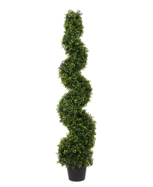 Vickerman 4' Artificial Potted Green Boxwood Spiral Tree Uv Resistant