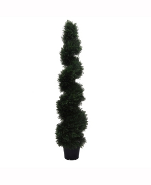Vickerman 5' Artificial Potted Green Cedar Spiral Tree Uv Resistant