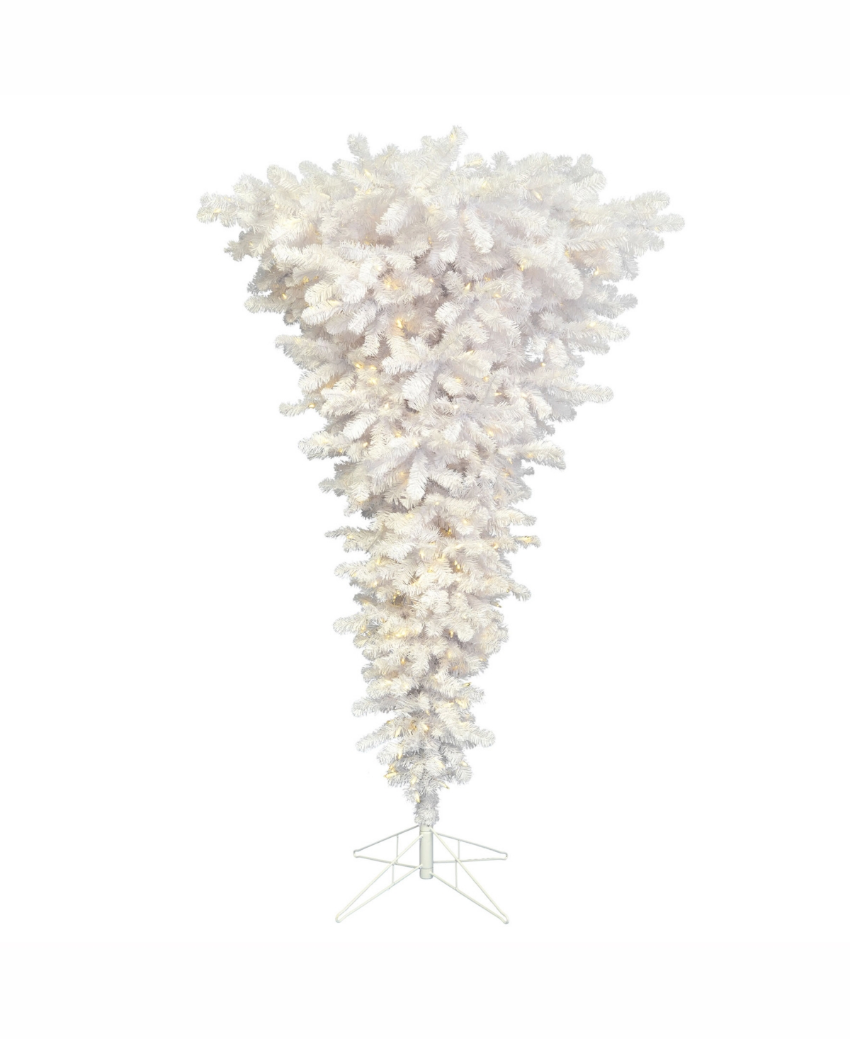 5.5 ft White Upside Down Artificial Christmas Tree With 250 Warm White Led Lights
