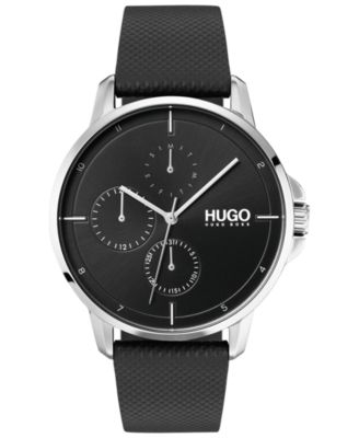 Hugo Boss - Men's #Focus Black Leather Strap Watch 42mm