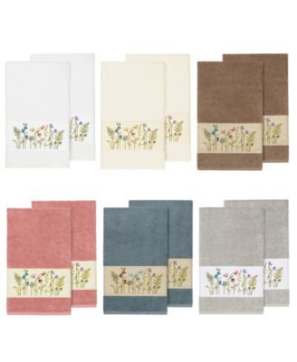 Linum Home Serenity 2-Pc. Embellished Bath Towel Set