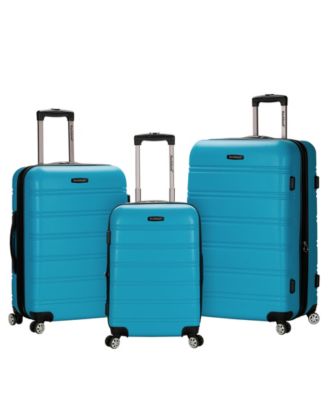 rockland melbourne 3pc abs spinner luggage set