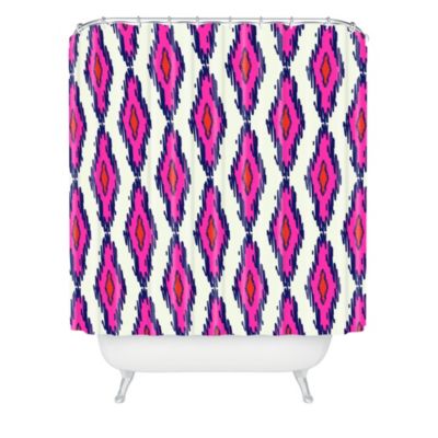 pink and navy shower curtain