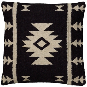 18"x18" Southwestern Striped Square Throw Pillow Black/Ivory - Rizzy Home