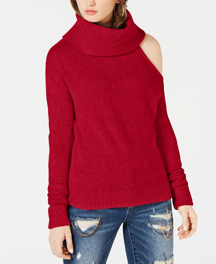 GUESS Cowlneck Cold-Shoulder Sweater & Reviews - Sweaters - Juniors ...
