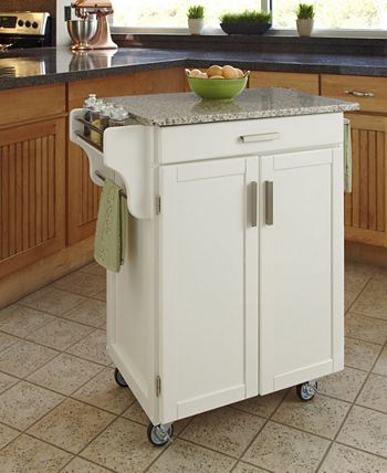 Home Styles - Cuisine Cart White Finish SP Granite Top