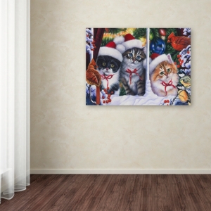 Trademark Global Jenny Newland 'cats In Window' Canvas Art, 14" X 19" In Open Misce