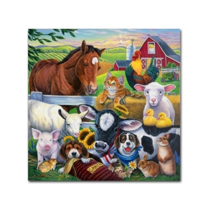 Trademark Global Jenny Newland 'farm Friends' Canvas Art, 14" X 14" In Open Misce