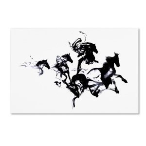 Trademark Global Robert Farkas 'black Horses' Canvas Art, 16" X 24" In Open Misce