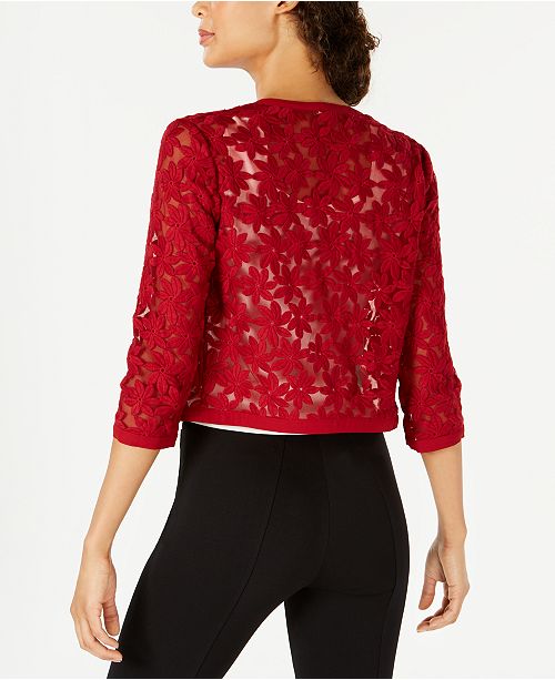 Anne Klein Broderie Cropped Lace Cardigan & Reviews - Sweaters - Women ...