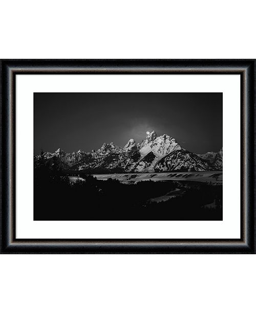 Amanti Art Full Moon Sets In The Teton Mountain Range Framed Art
