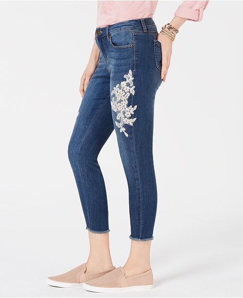 Style & Co Petite Lace-Embellished Skinny Jeans, Created for Macy&#39;s & Reviews - Jeans - Petites ...