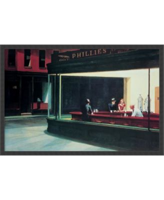 Amanti Art - Nighthawks, 1942 by Edward Hopper- 37x25 Framed Art Print