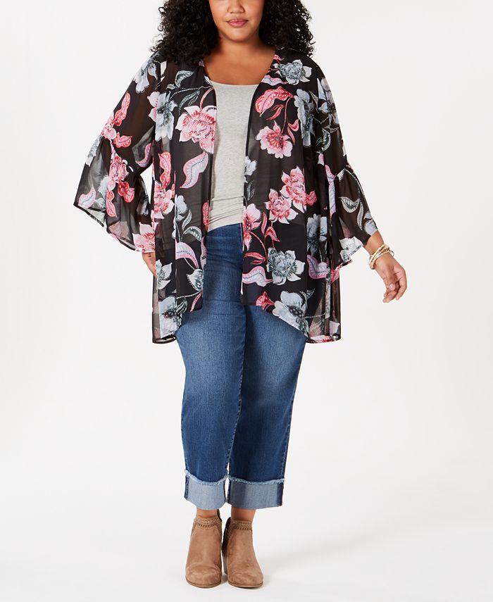 Style & Co Plus Size Printed Kimono, Created for Macy's Macy's
