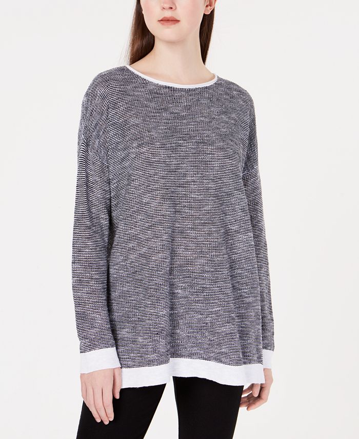 Eileen Fisher Organic ContrastTrim Sweater, Regular & Petite Macy's